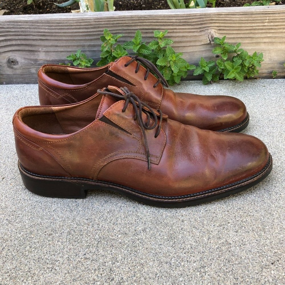 JOHNSTON & MURPHY Leather Oxford Dress Shoes Mens 13 M Brown 20-9403 Barely Used